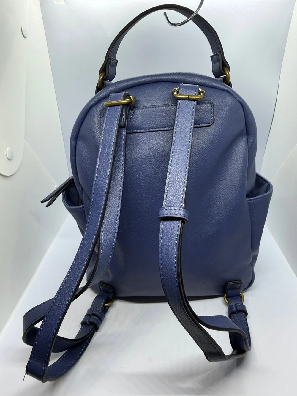Style & Co. Navy Blue Pebbled Leather Backpack Satchel